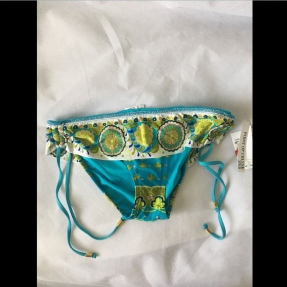 NWT Trina‎ Turk [ 6 ] Woodblock Sash Hipster Bikini Bottom in Pool - Picture 4 of 7
